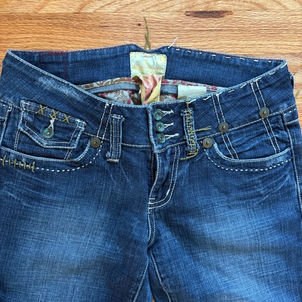Marlow y2k Vintage Dark Blue Straight Leg Jeans Women’s 27 Low Rise Stitching